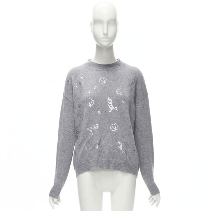 ERMANNO SCERVINO grey pullover metallic floral print IT40 S