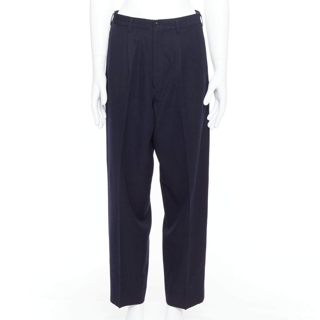 YOHJI YAMAMOTO Y's black 100% wool pleated front wide tapered pants M