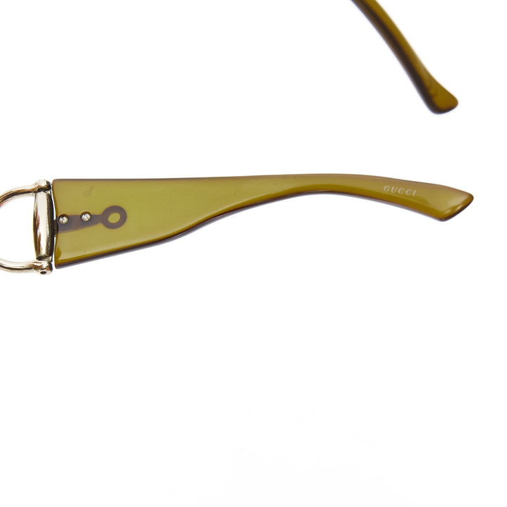 GUCCI GG2951E/S dark green silver GG bamboo buckle side wrap sunglasses