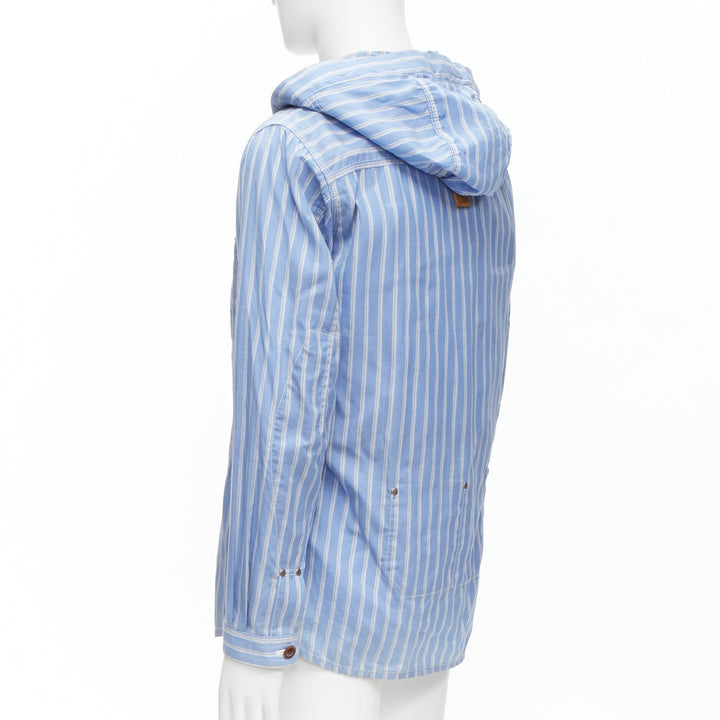JUNYA WATANABE MAN 2013 blue brown cotton linen striped deconstructed parka M