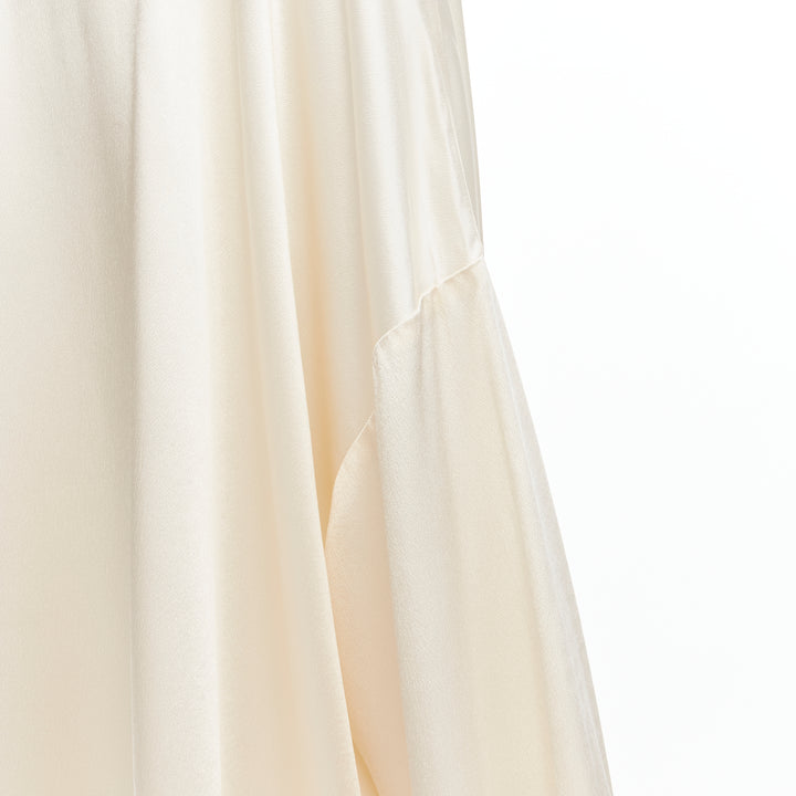 FRS FOR RESTLESS SLEEPERS cream crepe satin bow tie relaxed pajama blouse M
