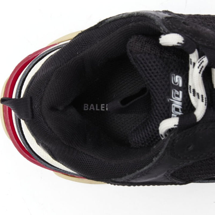 BALENCIAGA Triple S black mesh white red triple sole chunky sneaker EU37