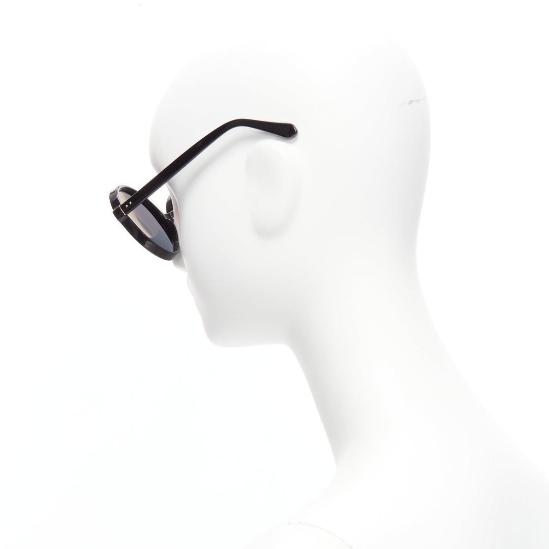 LINDA FARROW LFL671 Cat No.3 black round oversized bug eye sunglasses