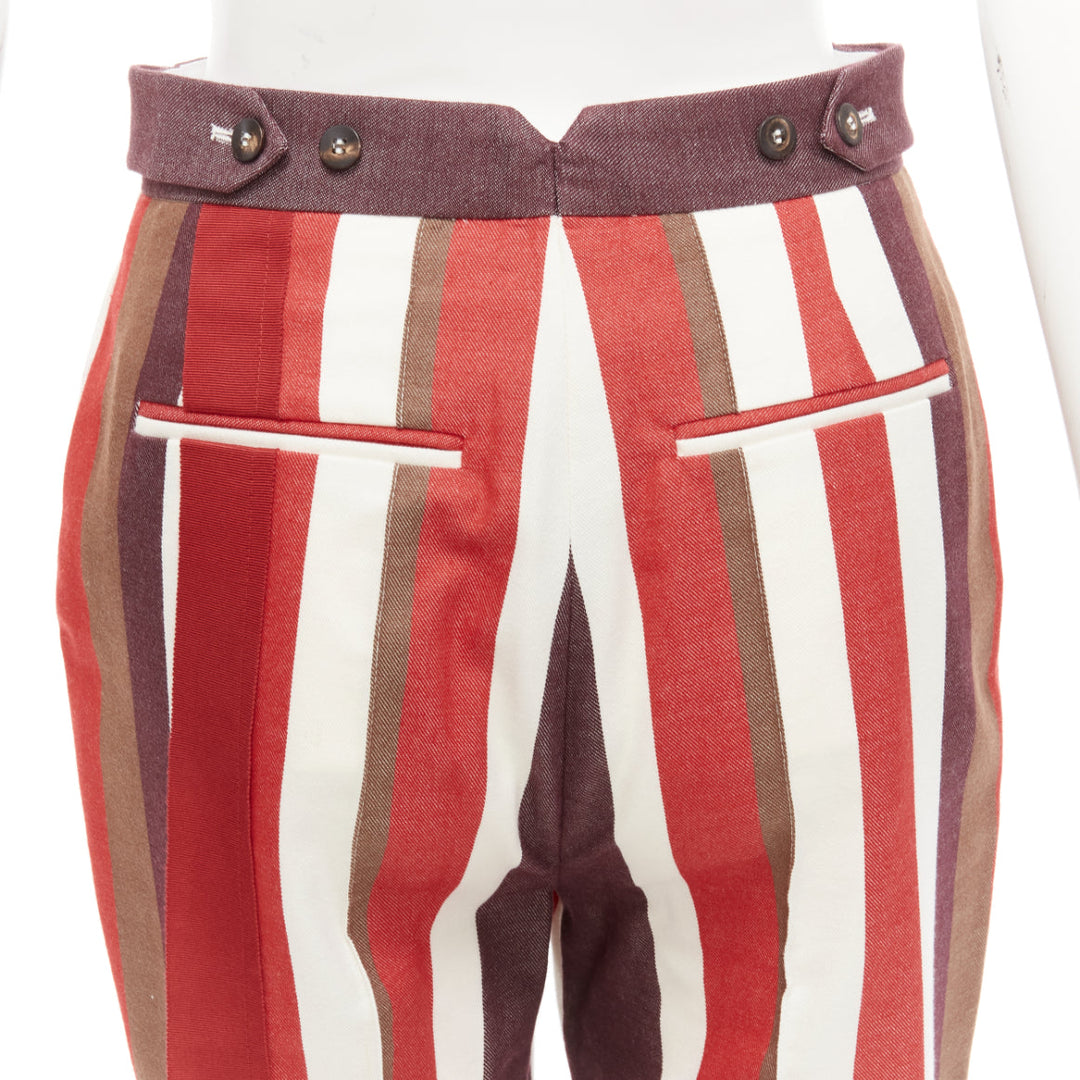 FRENKEN red cotton wool blend graphic stripe wide leg pants IT34 XXS