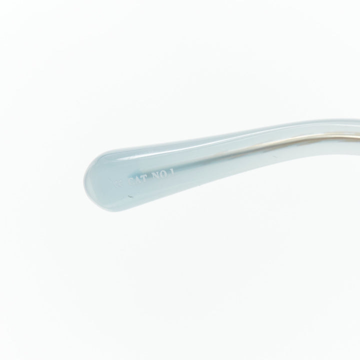 LINDA FARROW LFL656/9 blue acetate clear lens oversized sunglasses