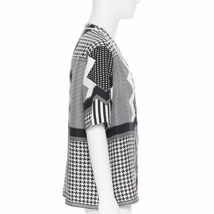 VERSACE Jim Dine red Heart black chevron print baseball silk shirt EU39 M