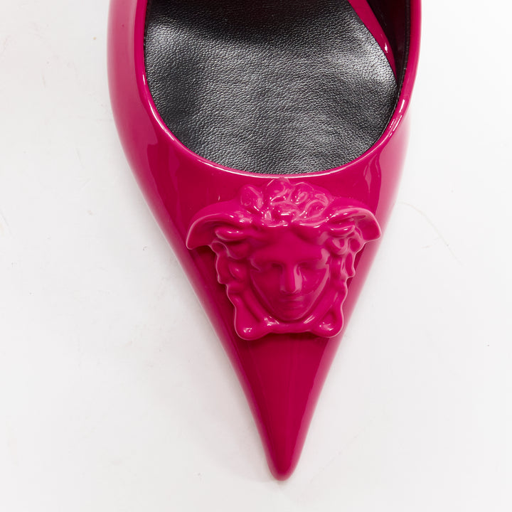 VERSACE Palazzo Medusa fuscia pink sling kitteh heel pointed toe pump EU36
