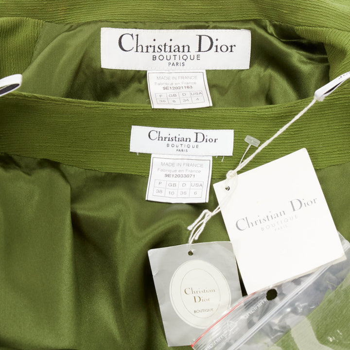 rare CHRISTIAN DIOR John Galliano 1999 Mao Communist green skirt suit FR36/38