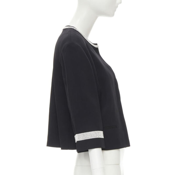 DOLCE GABBANA black silver crystal rhinestone collar cuff dinner jacket IT36 XS