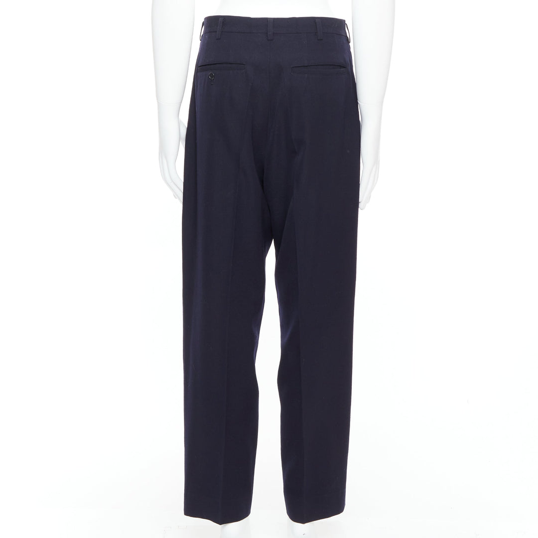 YOHJI YAMAMOTO Y's black 100% wool pleated front wide tapered pants M