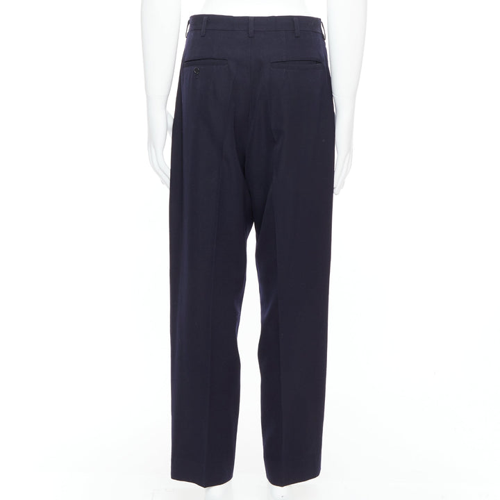 YOHJI YAMAMOTO Y's black 100% wool pleated front wide tapered pants M