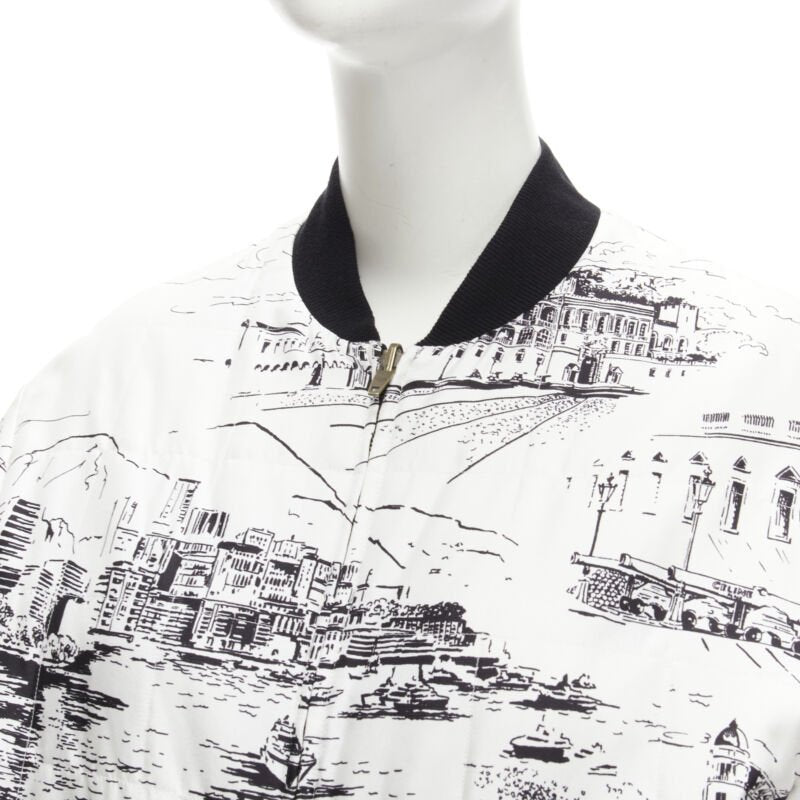 CELINE Hedi Slimane Runway Casaque white silk foulard reversible bomber FR34