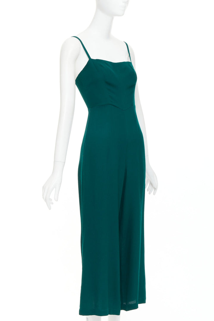 REFORMATION forest green viscose blend square neck cropped jumpsuit US0 XS
