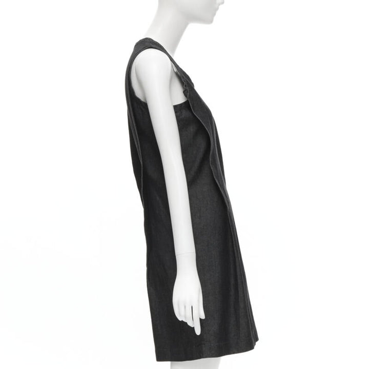 vintage COMME DES GARCONS 1991 dark indigo washed denim pinched seam dress S