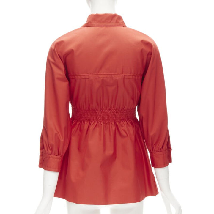 GUCCI red cotton elasticised waist belted anorak parka jacket IT36 S