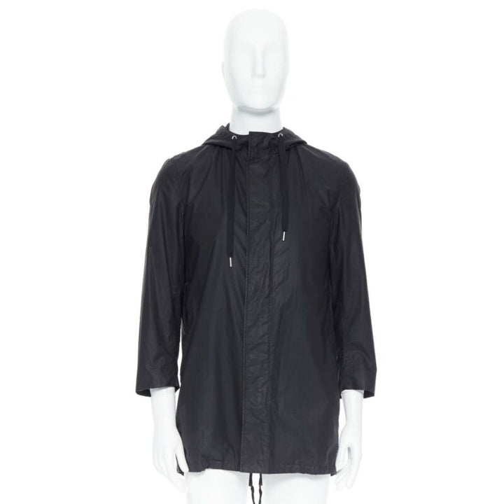 DIOR HOMME black hooded utilitarian drawstrings zipper windbreaker jacket