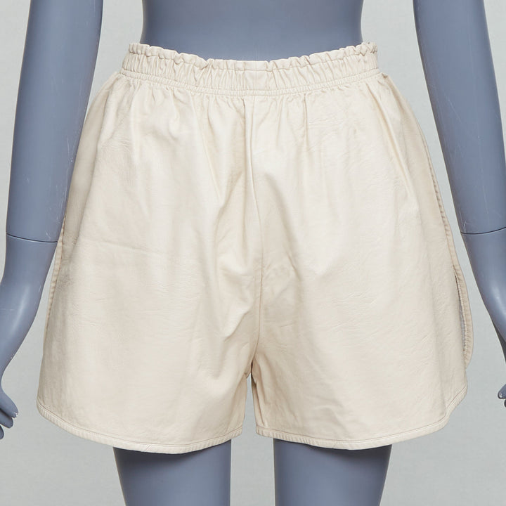 STELLA MCCARTNEY Skin Free Skin beige faux leather pocketed shorts  IT38 XS