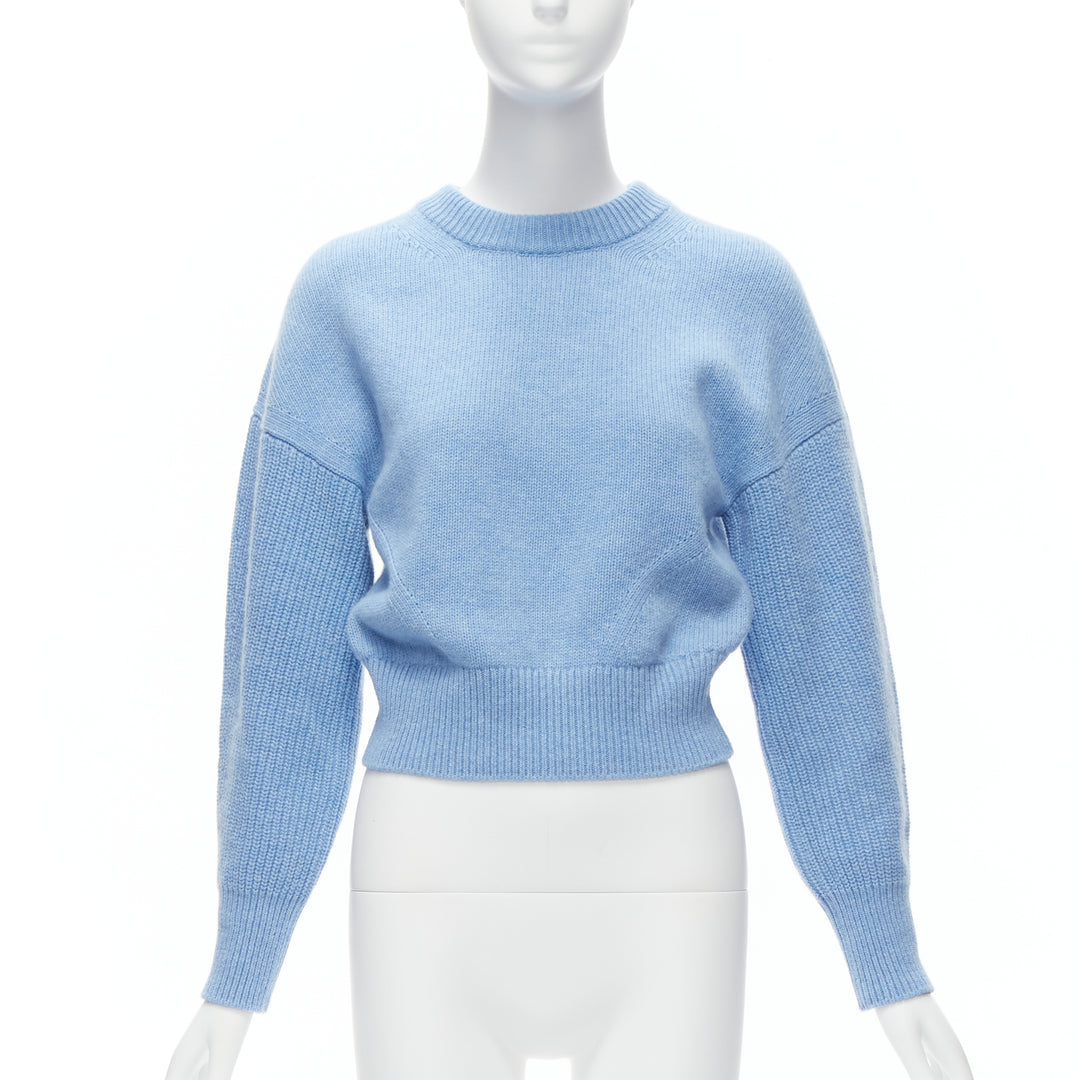 ALEXANDER MCQUEEN 2021 powder blue speckled wool boxy cropped sweater XS