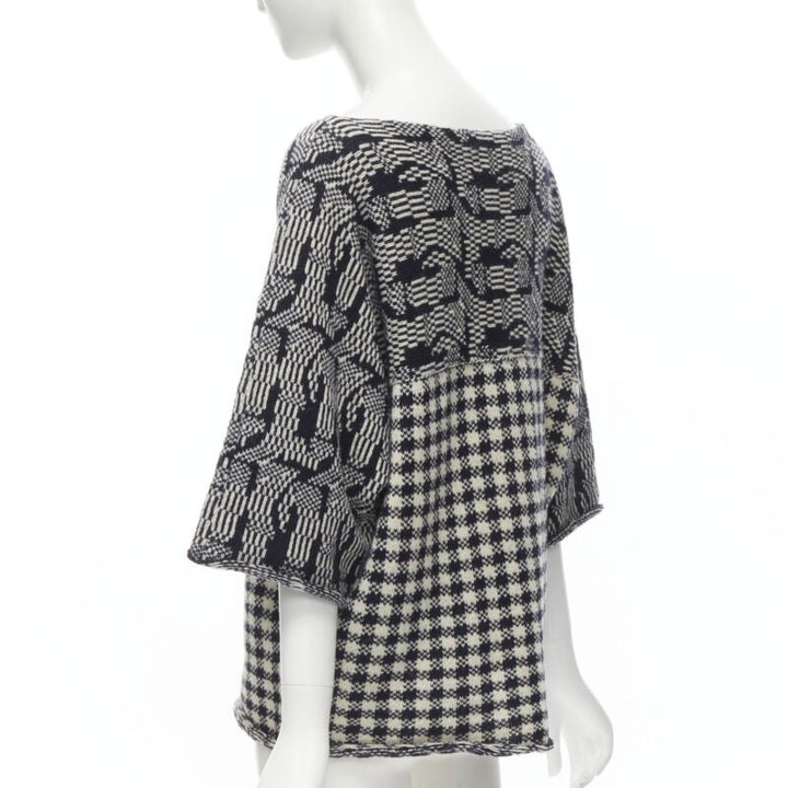 COMME DES GARCONS Tricot Vintage 1980s grey intarsia checker sweater M