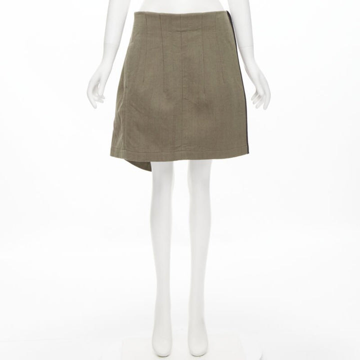 vintage JUNYA WATANABE 1997 wool green red deconstructed asymmetric mini skirt M