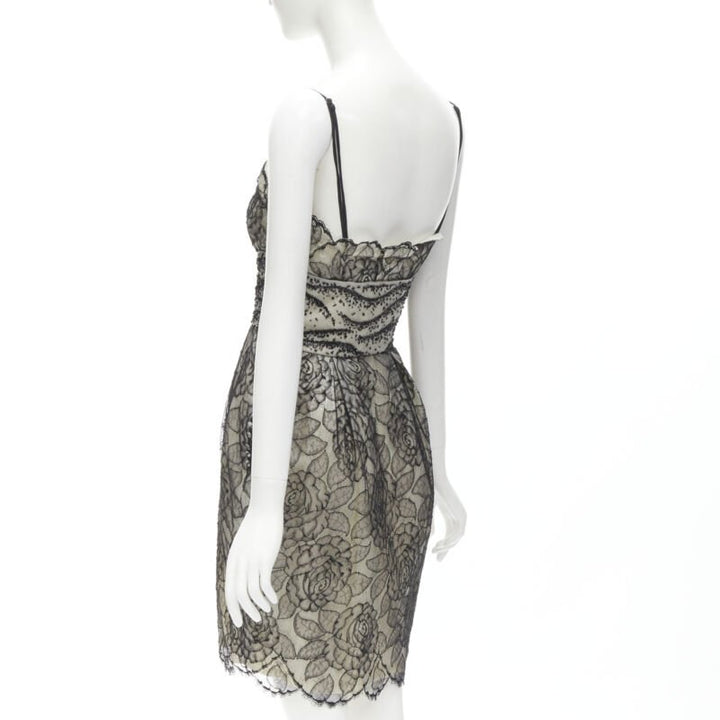 CHRISTIAN DIOR JOHN GALLIANO 2011 Runway lace bead embellished bow dress FR36 S