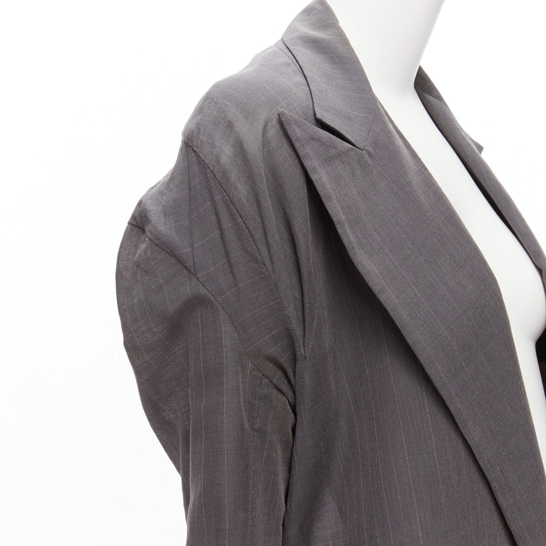 YOHJI YAMAMOTO grey notched peak lapel A-line wide cut coat JP1 S