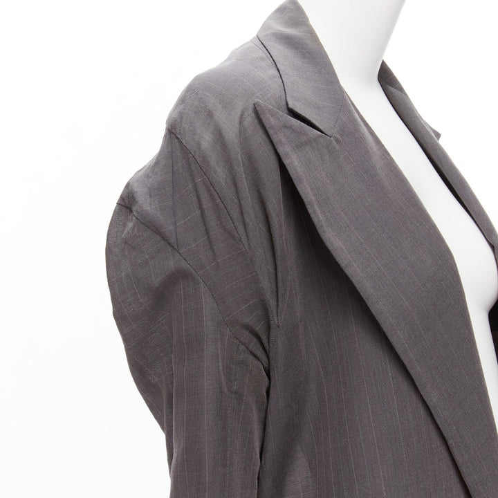 YOHJI YAMAMOTO grey notched peak lapel A-line wide cut coat JP1 S