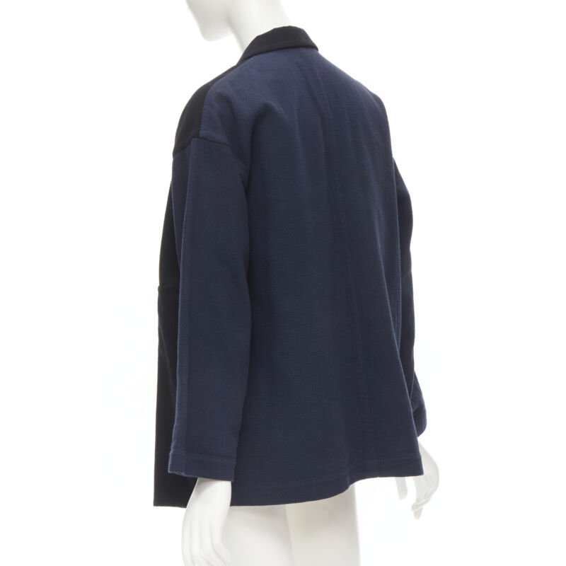 COMME DES GARCONS 1980's Vintage deconstructed black navy drape front blazer M
