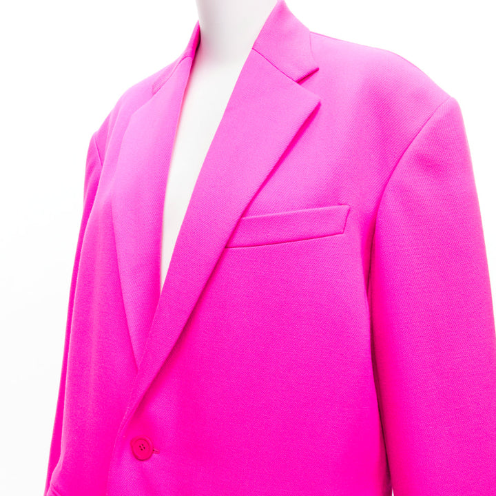 BALENCIAGA hot pink cavalry wool oversized long coat FR34 XS Hailey Beiber