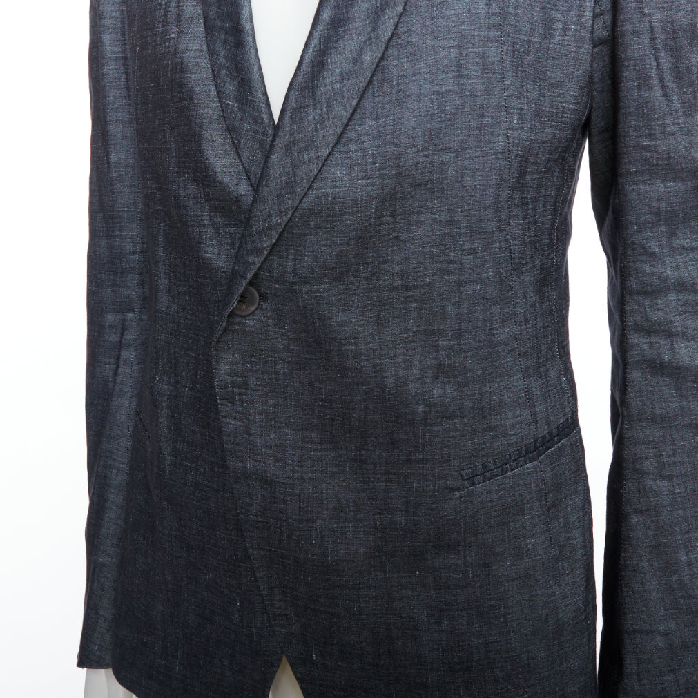 HAIDER ACKERMANN Runway dark blue linen cotton shawl blazer jacket M