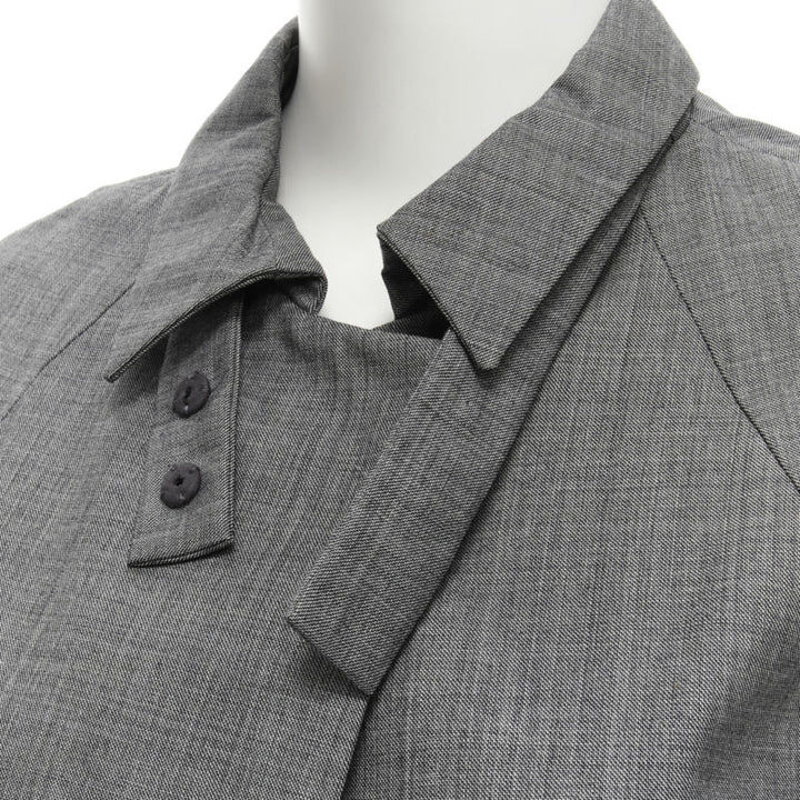MARNI grey virgin wool curved rounded short sleeve cocoon coat IT38 XS