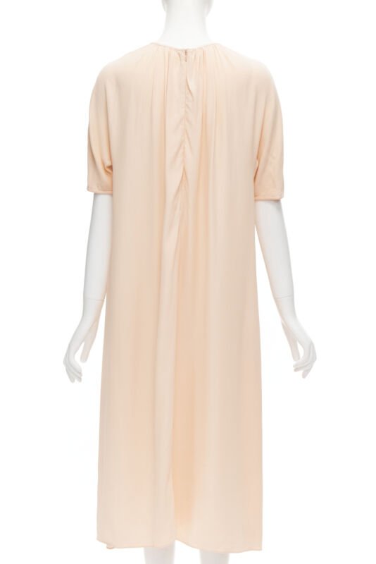 MARNI 2019 peach pleated collar round sleeve short sleeve midi dress IT36 XS