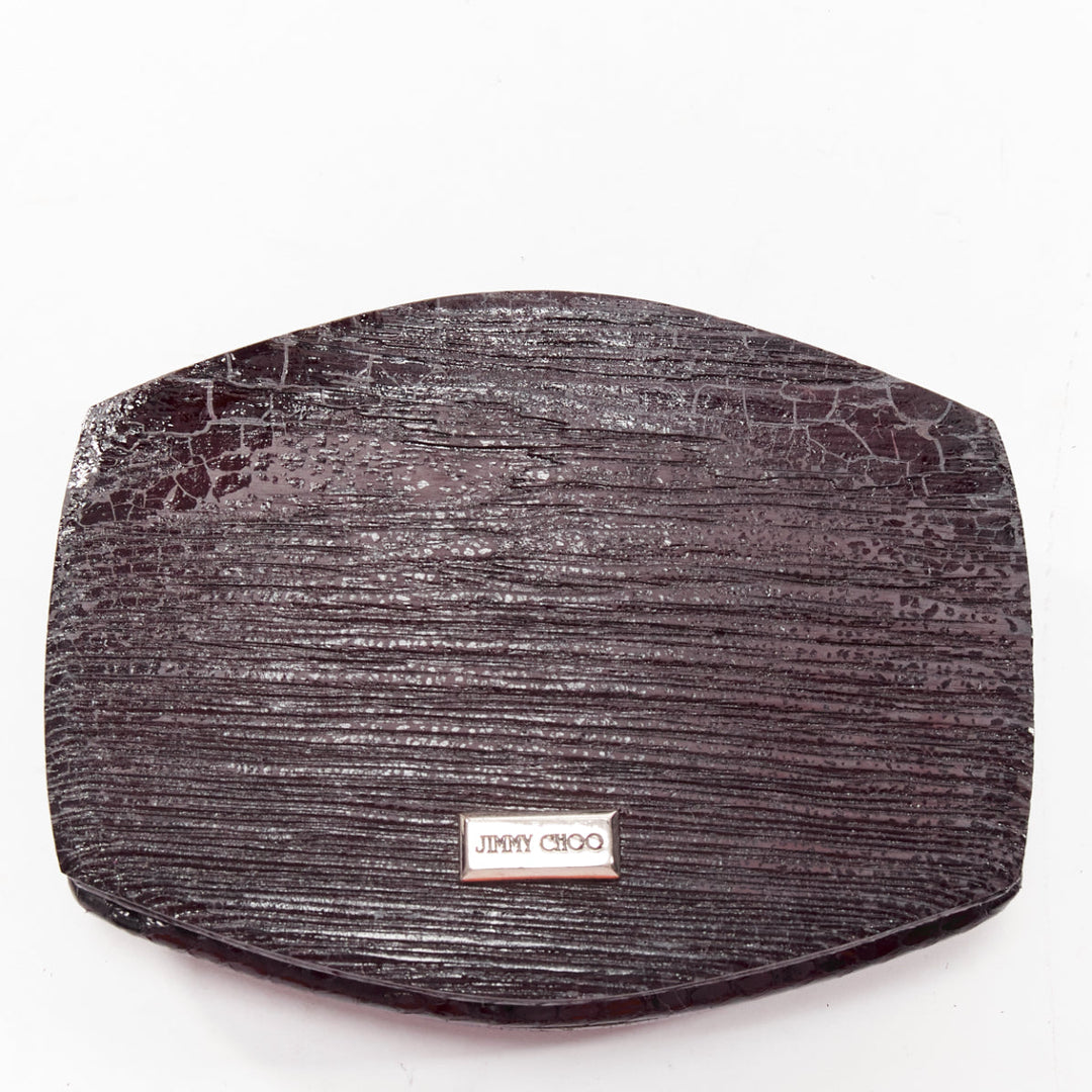 rare JIMMY CHOO black acrylic silver star crystal embellished mini clutch bag