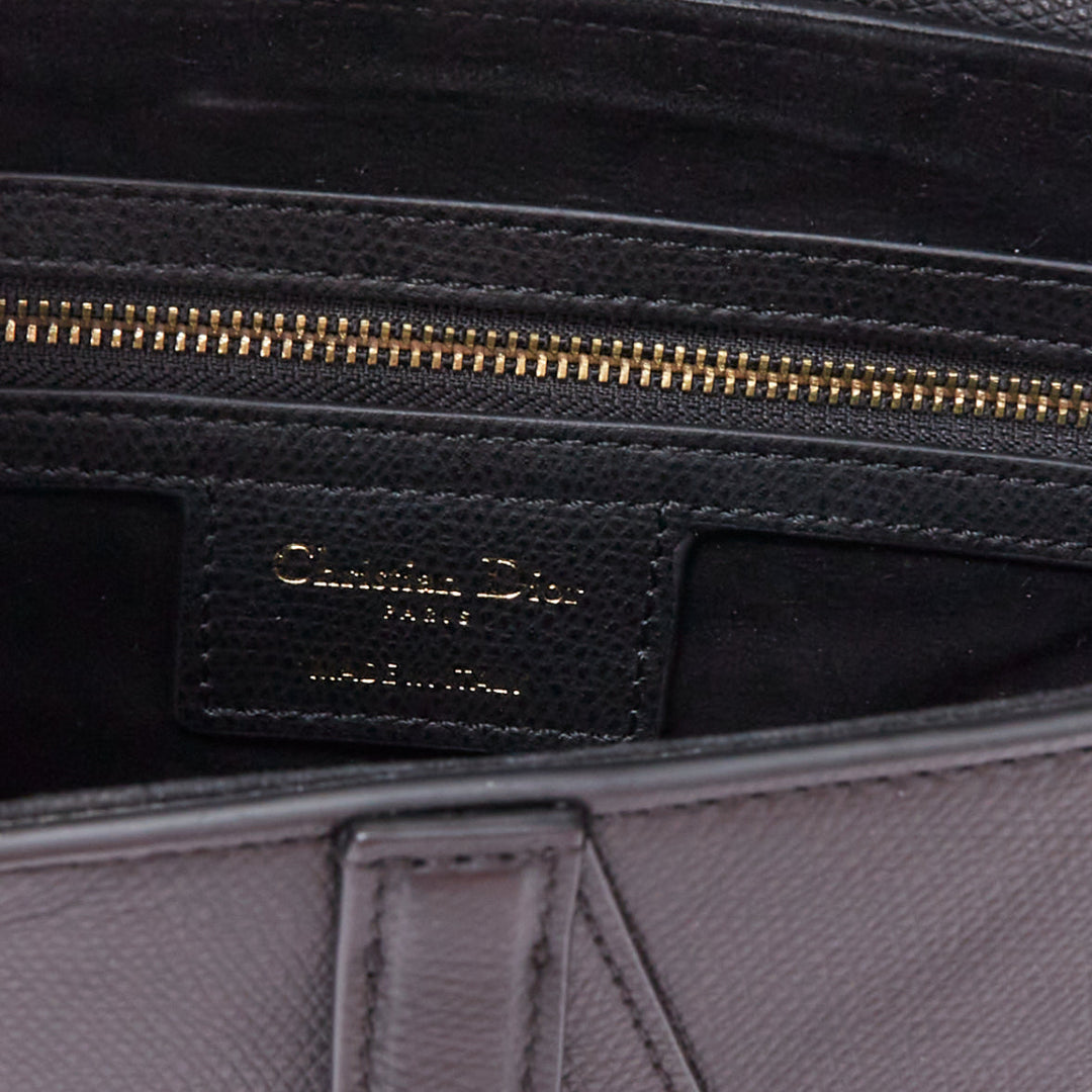 CHRISTIAN DIOR Saddle black textured leather gold CD shoulder bag