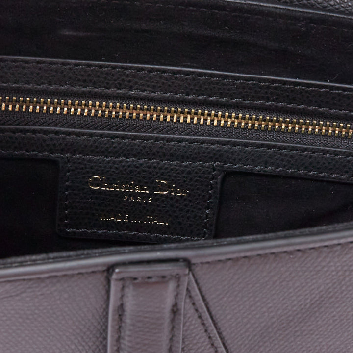 CHRISTIAN DIOR Saddle black textured leather gold CD shoulder bag
