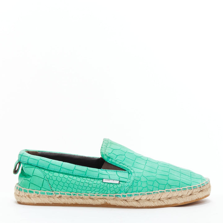 JIMMY CHOO Vlad mint green embossed scaled leather espadrilles EU42
