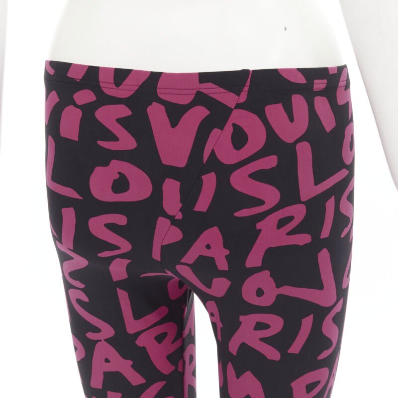 rare LOUIS VUITTON Stephen Sprouse Iconic Graffiti black neon pink legging XS