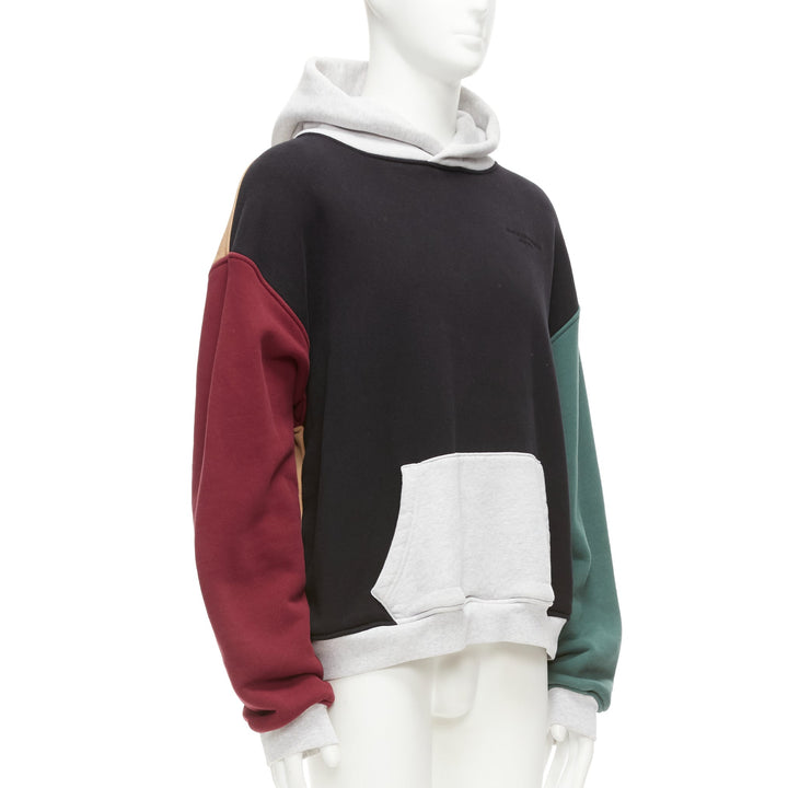 ALEXANDER WANG multicolour colorblocked panelled hoodie sweatshirt M