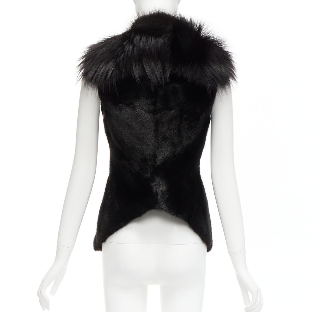 rare RICK OWENS Palais Royale black mixed fur asymmetric zipper vest top jacket