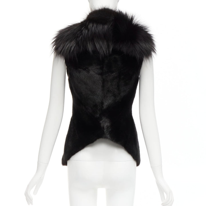 rare RICK OWENS Palais Royale black mixed fur asymmetric zipper vest top jacket