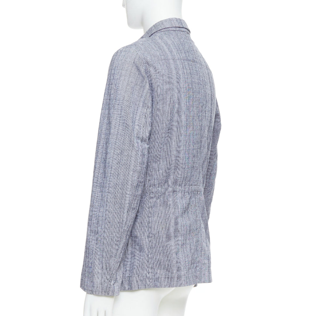 YOHJI YAMAMOTO Y's washed blue cotton drawstring waist blazer jacket JP3 L