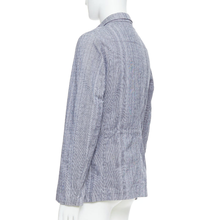 YOHJI YAMAMOTO Y's washed blue cotton drawstring waist blazer jacket JP3 L