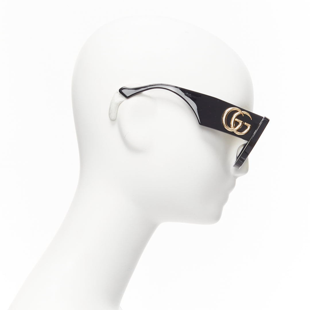 GUCCI GG0956S black gold GG logo yellow lens oversized sunglasses