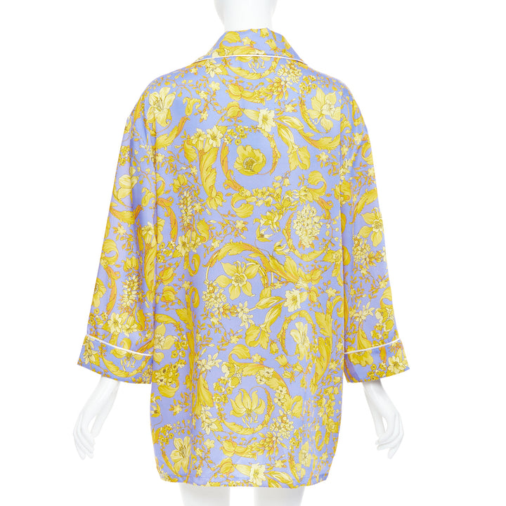 VERSACE silk Signature Barocco Baroque lilac purple gold pajama shirt Sz.5 2XL