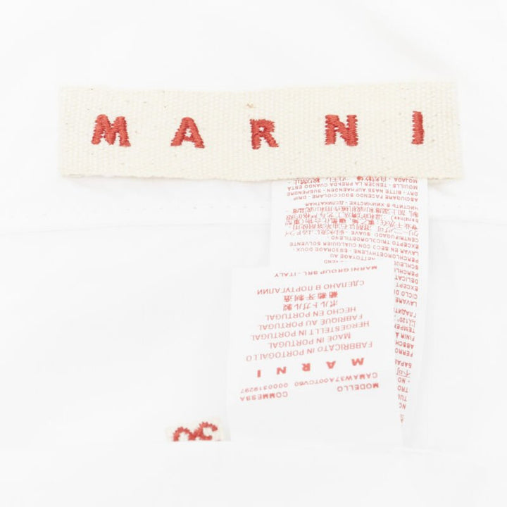 MARNI white cotton blue stitching deconstructed collar oversized shirt IT36 XS