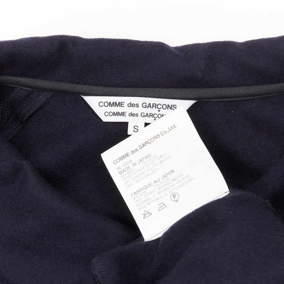 COMME DES GARCONS 2013 navy wool peterpan collar asymmetric boxy short dress S