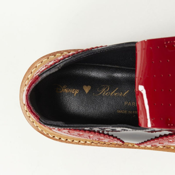 ROBERT CLERGERIE DISNEY Card Suits cut out fringed red black brogue EU36