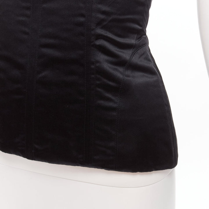 GUCCI Tom Ford 2001 Runway black silk 3D conical bra bustier IT38 XS