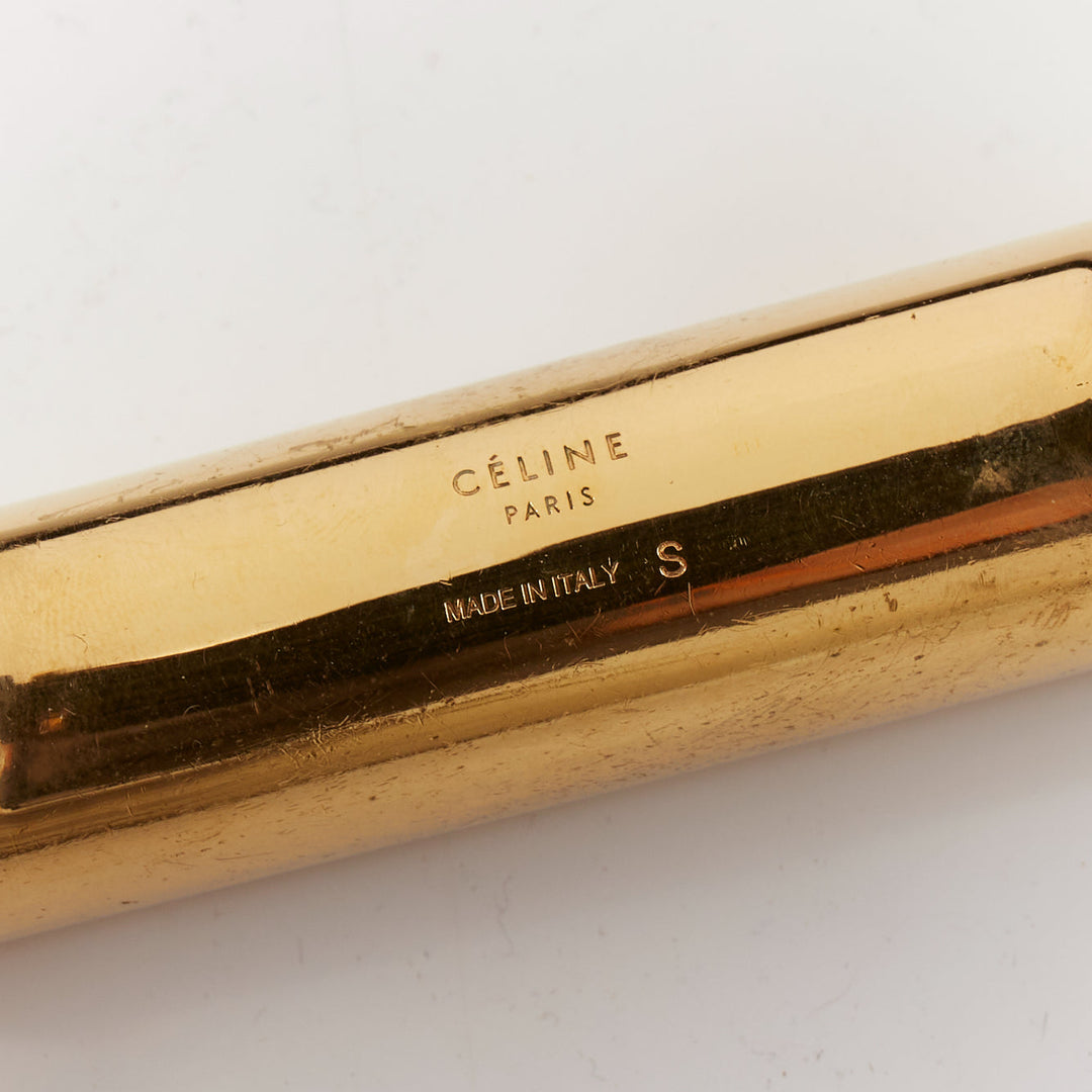 rare OLD CELINE Phoebe Philo Runway gold tubular square bangle cuff S