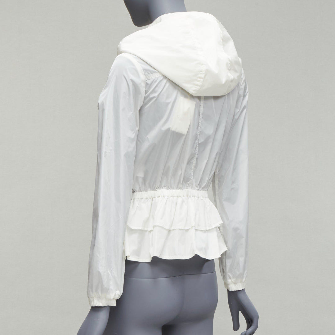 GUCCI Kidswear ivory GG monogram logo peplum hooded jacket 12Y